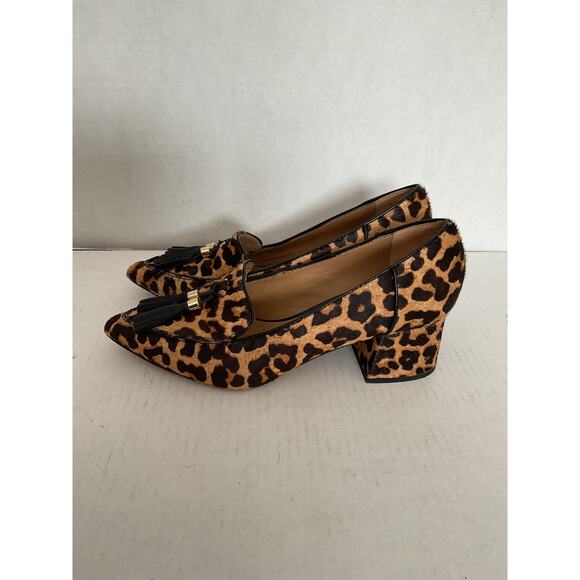 Franco Sarto - Leopard Calf Hair Slip On Low Block Heel Pumps - 9M - Picture 2 of 10